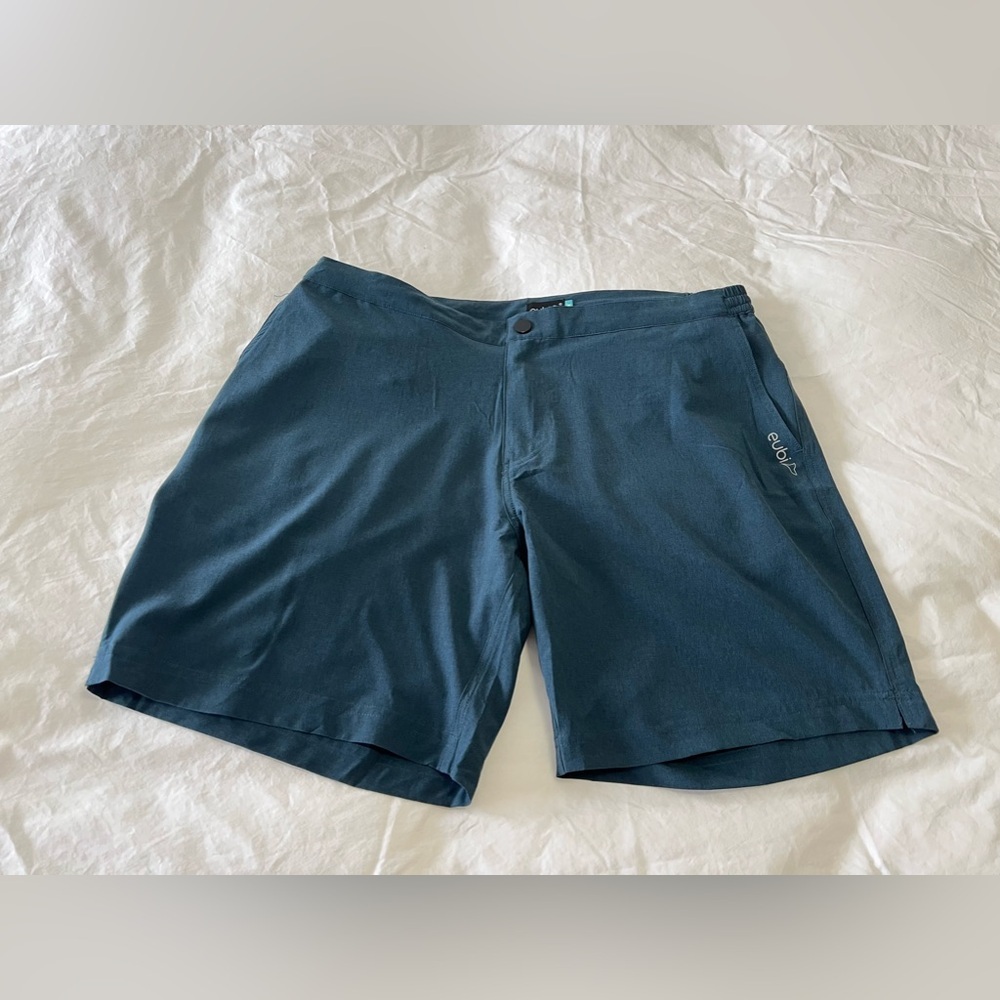 Eubi | Mens SZ XL | Golf Gym Shorts Fitness Active Stretch Pockets Blue Green